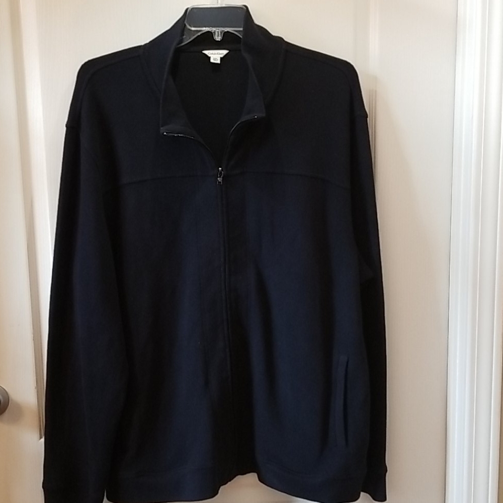 Calvin Klein Full Zip Mock Neck Navy Sweater
